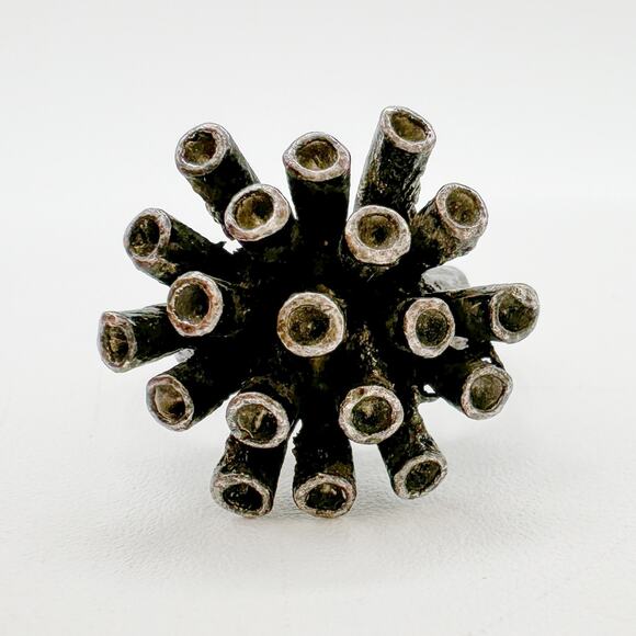 Brutalist Biomorphic Upcycled Ring Tentacle Sea Anemone Ring Size 6 Adjustable - Picture 6 of 13